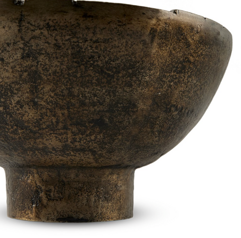 Jagen Outdoor Pedestal Bowl - Rustic Cast Aluminum