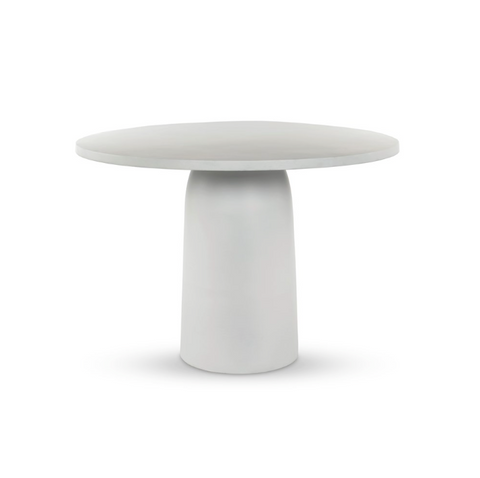 Basil Outdoor Dining Table, 42" - Matte White Cast Aluminum