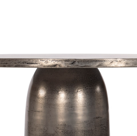 Basil Outdoor Dining Table, 42" - Raw Antique Nickel