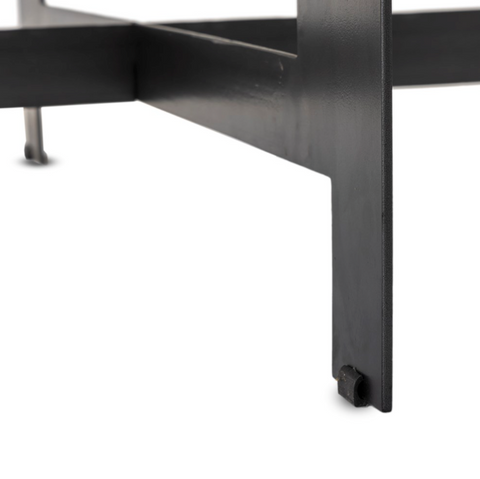 Marble Round Coffee Table w/ Iron- Polished White Marble