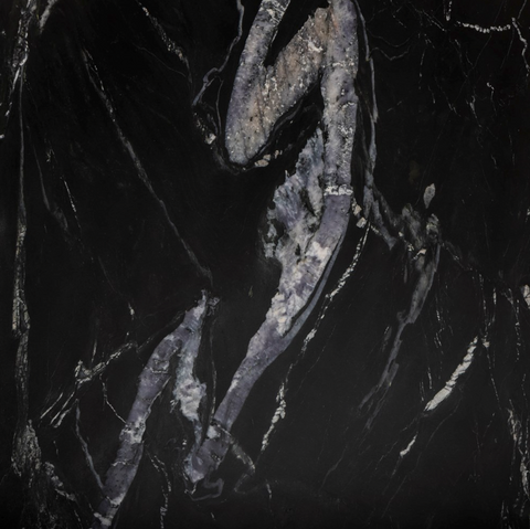 Marble Round Coffee Table w/ Iron- Black Marble