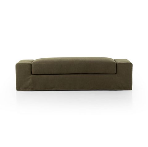 Wide Arm Slipcover Accent Bench - Brussels Coffee
