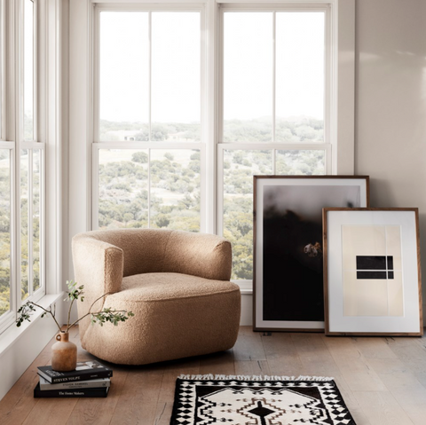 Mila Swivel Chair- Sheepskin Camel