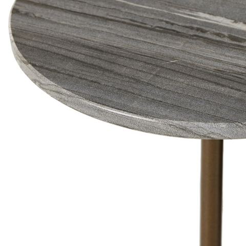 Raven end Table - Ribbed Ebony Marble