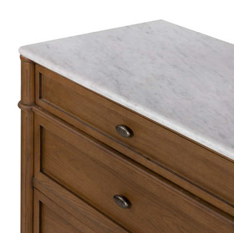 Toulouse Marble 6 Drawer Dresser - Polished White