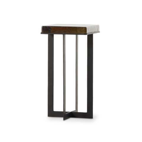 Giselle End Table - Amber Cast Glass