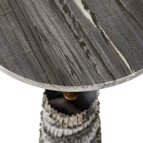 Raven end Table - Ribbed Ebony Marble