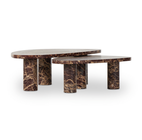 Zion Coffee Table Set - Merlot Marble
