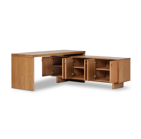 Posada L-Shaped Desk - Amber Oak Veneer