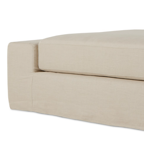 Wide Arm Slipcover Double Accent Bench - Brussels Natural