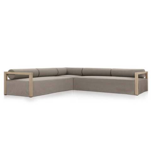 Laskin Outdoor 3Pc Sectional - Washed Brown