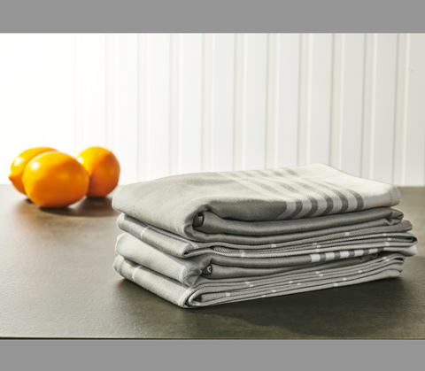 Towels - 4 Pc Kitchen Towels Set - Grey