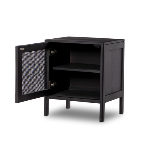 Sydney Nightstand- Black Wash w/ Black Cane