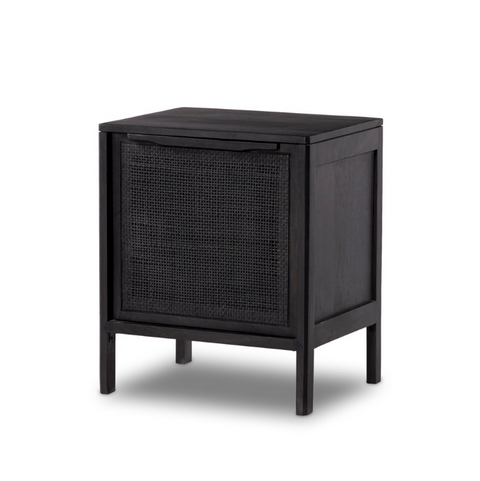 Sydney Nightstand- Black Wash w/ Black Cane