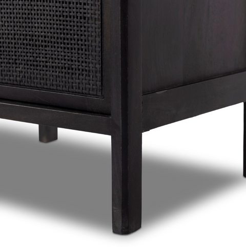 Sydney Nightstand- Black Wash w/ Black Cane