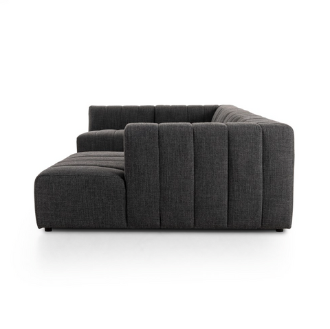 Langham Channeled 5Pc RAF Chaise Sectional - Saxon Charcoal