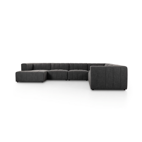 Langham Channeled 6Pc LAF Chaise Sectional - Saxon Charcoal