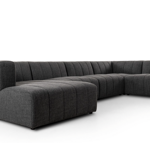Langham Channeled 6Pc LAF Chaise Sectional - Saxon Charcoal