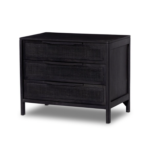 Sydney Large Nightstand - Black Wash w/ Black Cane