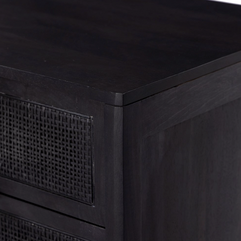 Sydney Large Nightstand - Black Wash w/ Black Cane