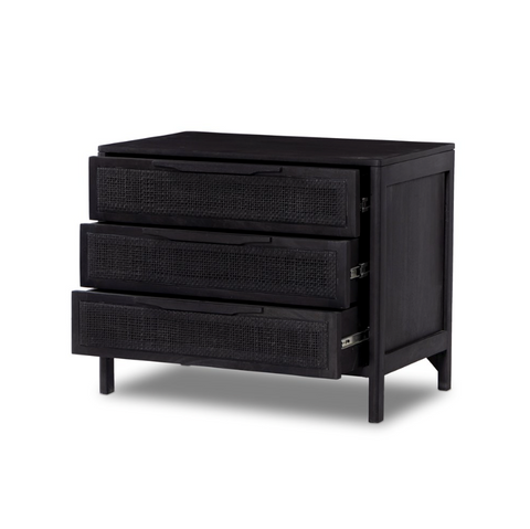 Sydney Large Nightstand - Black Wash w/ Black Cane