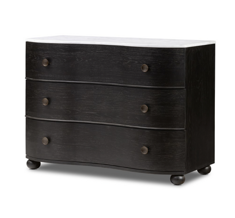 Tiago Marble Chest - Distressed Black