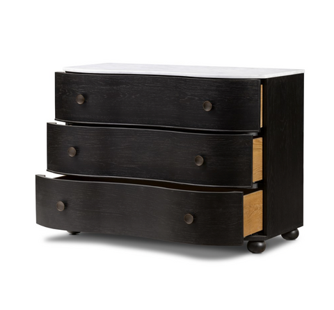 Tiago Marble Chest - Distressed Black