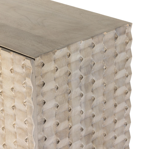 Raffael Bar Cabinet - Carved Stonewash Grey