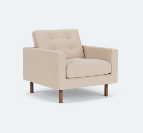 Joan Tufted Chair - Panama Natural - Walnut Leg