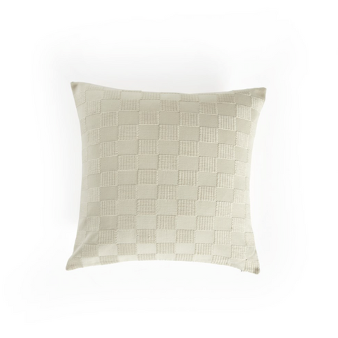 Handwoven Checked Pillow - Ivory Cotton