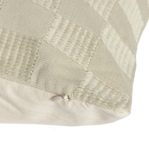 Handwoven Checked Pillow - Ivory Cotton