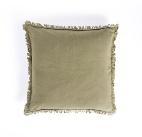 Handwoven Eyelash Pillow - Sage Cotton -22"