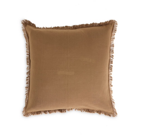 Handwoven Eyelash Pillow - Khaki Cotton -22"