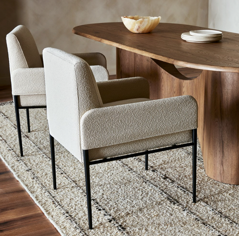 Brickel Dining Arm Chair - Fiqa Boucle Light Taupe