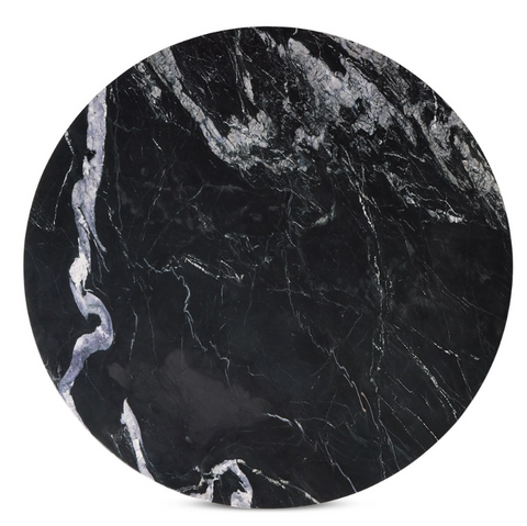 Kestrel Round Dining Table - Dark Brown Acacia w/ Black Marble