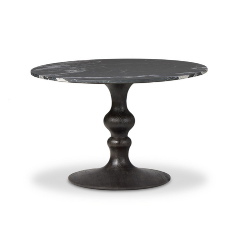 Kestrel Round Dining Table - Dark Anthracite w/ Black Marble