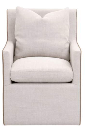 HARMONY ARM CHAIR WITH CASTERS - Bisque French Linen