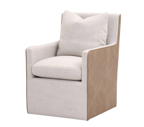 HARMONY ARM CHAIR WITH CASTERS - Bisque French Linen