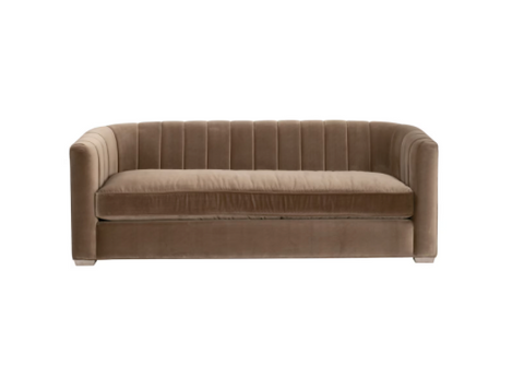 Bronx 87' Channel Back Sofa, Camarel Velvet, Natural Gray Oak