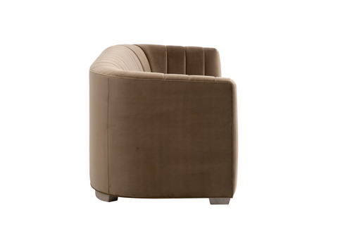 Bronx 87' Channel Back Sofa, Camarel Velvet, Natural Gray Oak