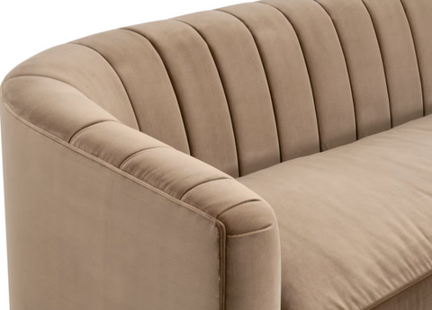 Bronx 87' Channel Back Sofa, Camarel Velvet, Natural Gray Oak