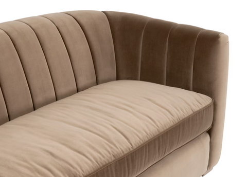 Bronx 87' Channel Back Sofa, Camarel Velvet, Natural Gray Oak