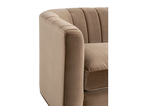 Bronx 87' Channel Back Sofa, Camarel Velvet, Natural Gray Oak