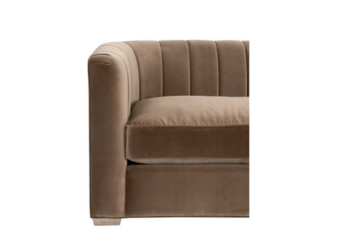 Bronx 87' Channel Back Sofa, Camarel Velvet, Natural Gray Oak