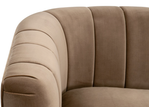 Bronx 87' Channel Back Sofa, Camarel Velvet, Natural Gray Oak