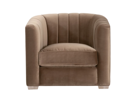 Bronx Channel Back Sofa Chair, Caramel Velvet, Natural Gray Oak