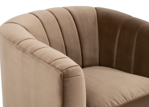Bronx Channel Back Sofa Chair, Caramel Velvet, Natural Gray Oak