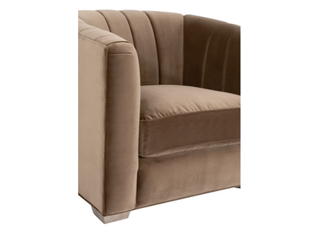 Bronx Channel Back Sofa Chair, Caramel Velvet, Natural Gray Oak