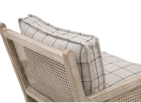 Leone Club Chair, Performance Windowpane Cement, Natural Gray Oak, Cane
