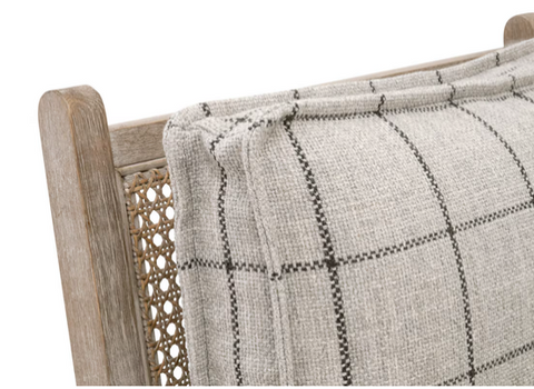 Leone Club Chair, Performance Windowpane Cement, Natural Gray Oak, Cane